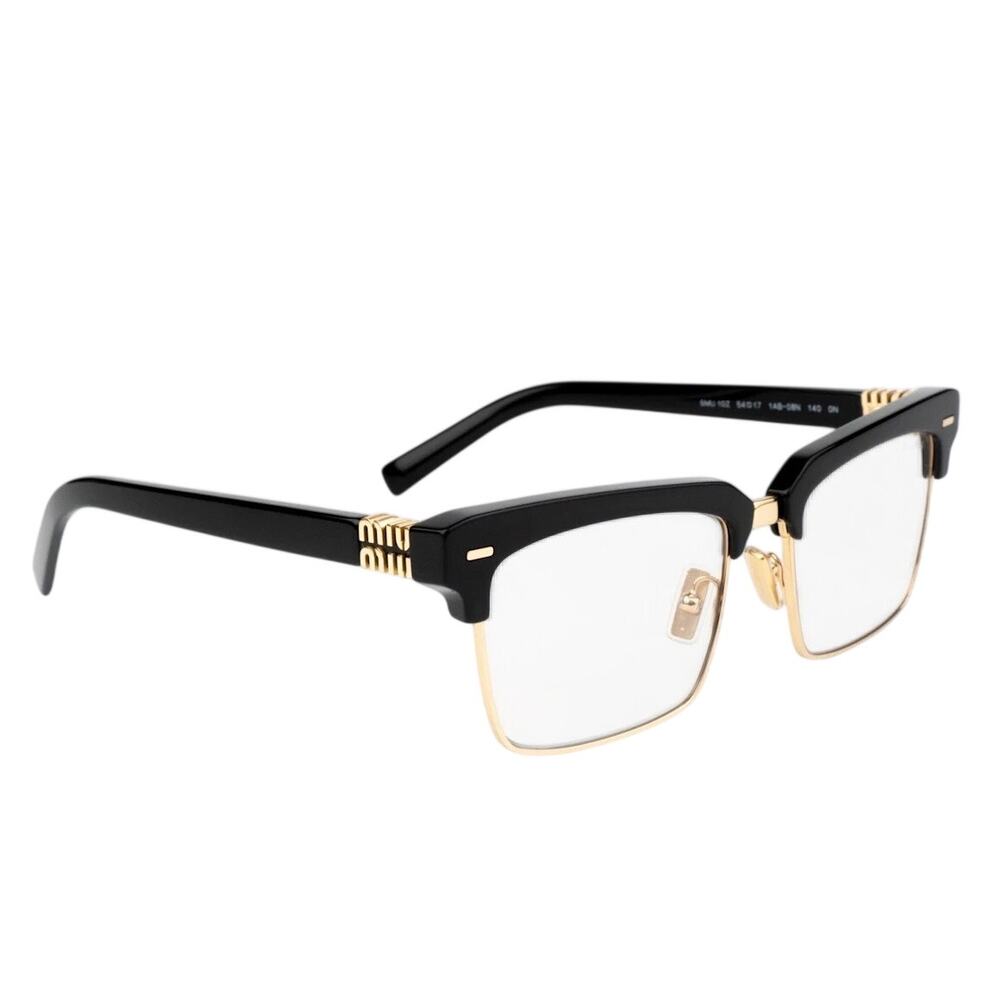 NEW MIU MIU Womens MU10ZS 1AB08N Sunglasses Blue Light Square Black/Gold Runway